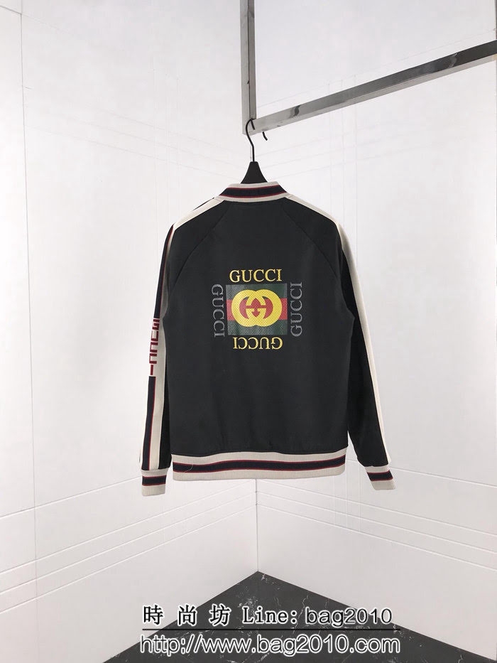 GUCCI古馳 18ss秋冬新款 背後G家經典方塊logo 鏤空設計Pu皮衣 男女同款 ydi1410